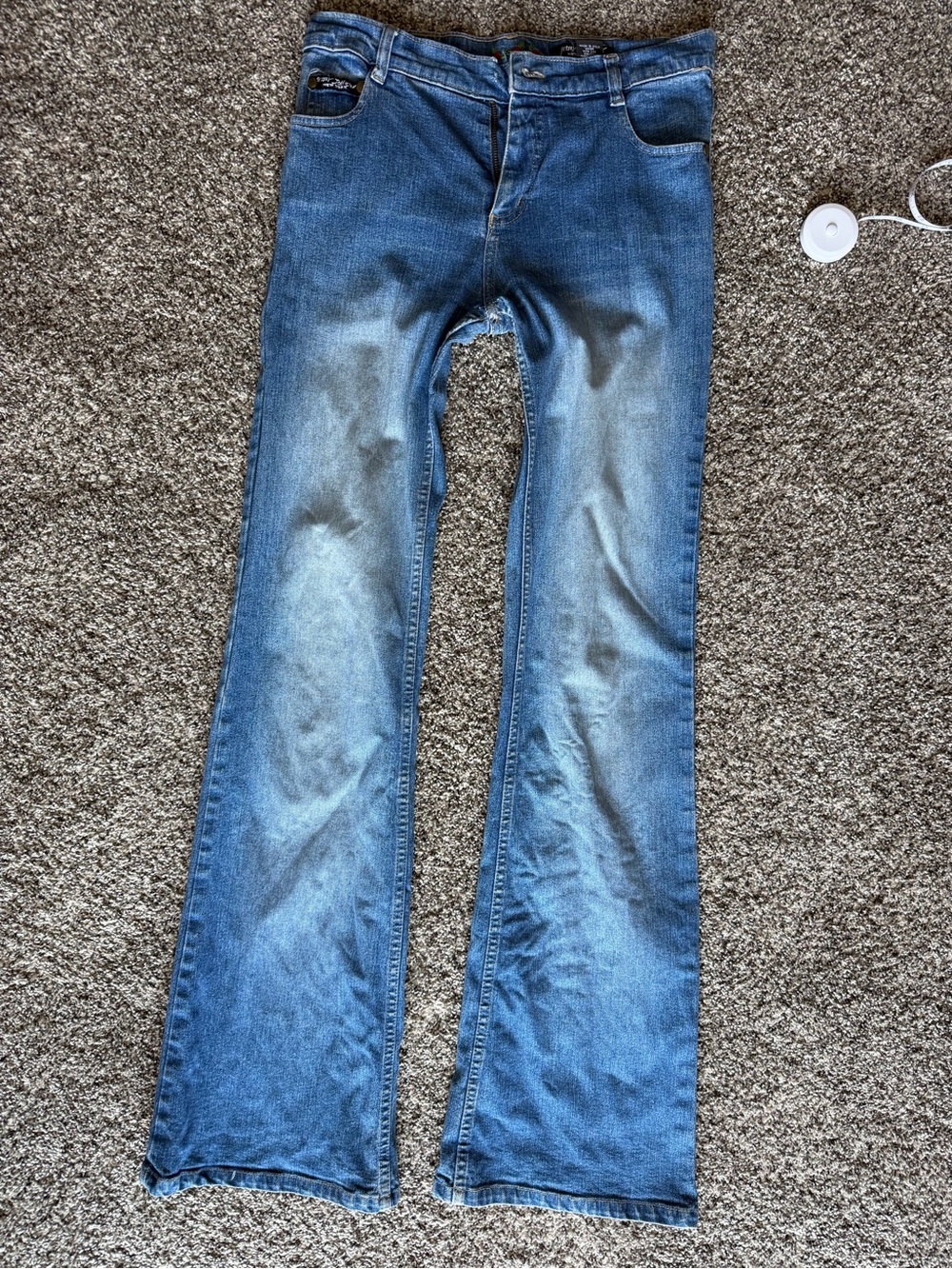 Vintage Betsey Johnson NY Low Rise Bootcut Jeans Y2K Rose Embroidery As Is, 6
